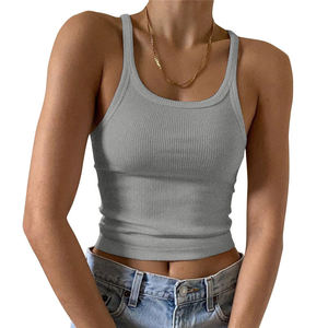 Camiseta sin mangas para mujer, versátil, de algodón, transpirable, tejida, para yoga, gimnasio, con textura acanalada. - Product Image 4