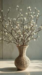 Florero decorativo de ratán con estilo artístico para dormitorios, mesas auxiliares, esquinas de café e interiores contemporáneos - Product Image 2