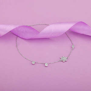 สร้อยข้อเท้าไข่มุกเพทายสีเงินสวย925เครื่องประดับเท้าสีเงินที่มีประกายการออกแบบที่มีเสน่ห์เหมาะสำหรับผู้หญิงเด็กผู้หญิงงานปาร์ตี้ - Product Image 1