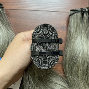 Mèches de cheveux raides, remy, naturel, gris, trame de machine, doux, brillant, droit, gris - Product Image 4