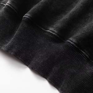 2025 negro lavado con ácido 100% algodón hombres Vintage desgastado Sudadera con capucha bordado personalizado alta calidad pesado abrigo de invierno teñido liso - Product Image 3
