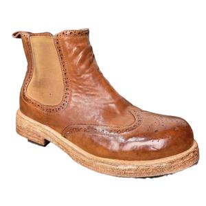 รองเท้าบูทหนังลูกวัวคุณภาพสูงแบบ Brogue พร้อมดีเทลเจาะรูและพื้นรองเท้าระบายอากาศสำหรับรองเท้าบูทผู้ชายสำหรับธุรกิจ - Product Image 6