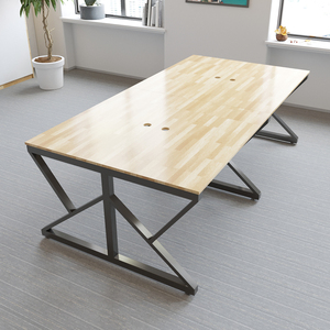 Table de salon KConcept HBKC011-4 places, 240x120cm, design contemporain avec pieds en fer assemblés et plateau en bois d'hévéa, 4 places - Product Image 1