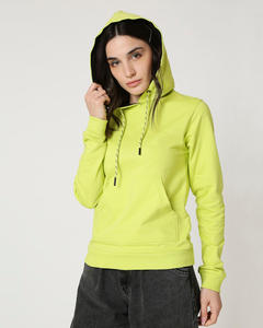 เสื้อฮู้ดผู้หญิงผ้าฟลีซสีเขียวมะนาวสดใส แขนยาว นุ่ม อุ่น มีกระเป๋าแบบจิงโจ้  ตัวเลือกโลโก้แบบกำหนดเอง ชุดลำลองสำหรับกิจกรรมต่างๆ - Product Image 1