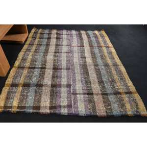 Rústico marrón gris 5,9X6,8 pies Área grande Alfombra de sala de estar Patrón abstracto Alfombra turca Hecho de lana Respaldo de látex Modelo Alfombra de habitación - Product Image 1