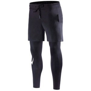Vente chaude Leggings pour hommes vêtements de sport Vente en gros Vêtements de sport 2 pièces pour hommes fitness couleur unie Vêtements de sport collants - Product Image 5