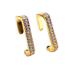 Traditional 925 Sterling <b>Silver</b> <b>White</b> Topaz Gemstones Affordable Classic Daily Wear Vintage Style Earrings - Product Image 1