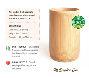 Nueva tendencia duradera 2023 Juego de esmalte ecológico de taza de bambú Taza de beber de madera de bambú natural desechable o reutilizable de Vietnam - Product Image 6