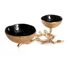 Venta al por mayor 3-en-1 mesa de comedor centro de mesa de lujo chapado en oro frutero logotipo personalizado diseño clásico personalizable Material metálico - Product Image 2