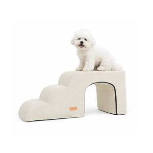 [AllmioPet] 3 Step 3 in 1 Cave Style Pet Stair Ivory AMP C3 IV Indoor <b>Dog</b> Cat Steps <b>for</b> Furniture <b>Sofa</b> <b>Bed</b> Climbing - Product Image 1