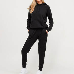 High Quality Custom Printing Oversize Two-Piece <b>Winter</b> Solid Short Unisex Women's Sweatsuit Hoodies & Sweatpants - Product Image 3