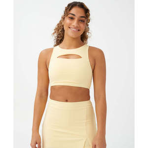 Top Senza Cuciture in Cotone per Donna, Modello Vestlette con Taglio Modellante, Giallo, Taglia Media - Product Image 1