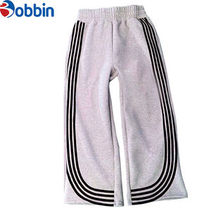 Pantalon de survêtement à rayures personnalisé pour homme, style décontracté tendance, style streetwear, pantalon large ample en coton tricoté, pantalon de jogging évasé - Product Image 1