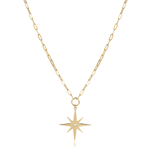 Collier avec pendentif tendance en argent sterling 925 fait main de style turc, design étoile du nord, pour fiançailles et mariage - Product Image 1