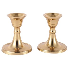 Juego de Portavelas de Metal Dorado IBS de la Mejor Calidad, 2 Piezas, Hechos a Mano, Resistentes al Calor, Forma de Pilar, MOQ Bajo, Entrega Rápida para Decoración del Hogar - Product Image 2