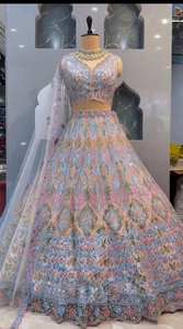 Hermosa Lehenga con lentejuelas bordadas Lata de trabajo-Lata y capas de lienzo - Product Image 6