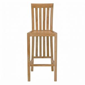 Chaise de bar en bois de teck durable, style scandinave moderne, modèle Balero, avec dossier à lattes, pour usage commercial dans les cafés et restaurants - Product Image 2