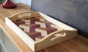 Plateau de service fait à la main avec poignées, plateau de petit déjeuner en bambou plateaux en bois plateau de service décoratif pour manger - Product Image 5