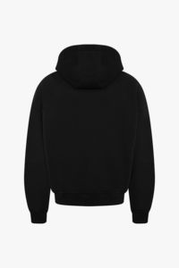 Ensemble survêtement en molleton noir personnalisé pour homme, sweat à capuche zippé, logo imprimé en relief, pantalon de survêtement surdimensionné, lavage à l'acide, vêtements décontractés pour l'extérieur - Product Image 6