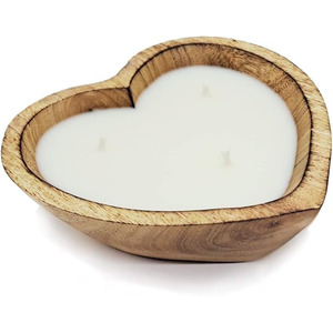 Nouvel arrivage de bol à bougie en forme de cœur en bois de manguier de qualité supérieure, 100 pièces, assiette décorative de table de mariage à la maison - Product Image 3