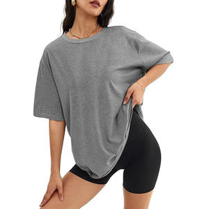 2 Pièces quantité minimale de commande Printemps Oversize O-Neck Blank Top Women Tees Cropped Plain T Shirt for Ladies - Product Image 1