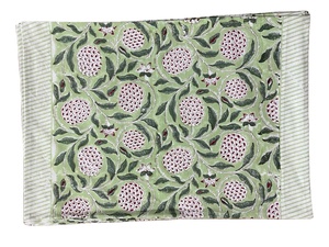 Juego de 6 servilletas y 6 tapetes florales de algodón indio con estampado de bloques de mano, 6 servilletas y 6 alfombrillas - Product Image 2