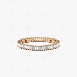 Baguette de oro macizo moderno, banda de boda de diamante cultivado en laboratorio, eternidad completa, banda de compromiso de diamante apilable única - Product Image 2