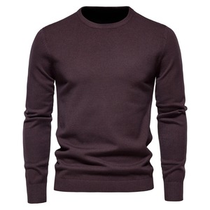Jersey de lana de invierno de 300g para hombre, cuello redondo, Color sólido, manga larga, cálido, ajuste Regular, 100% algodón, suéter transpirable - Product Image 2