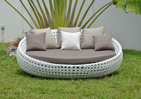 DL Heimmöbel - Aluminiumrahmen Außenmöbel Gewebe-Rattan-Schlafsofa Garten runder Doppelsitz-Außen-Daybed