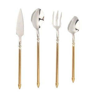 Cubiertos de acero inoxidable con acabado Chapado en Color dorado y dorado, cubiertos utilizados para el hogar, boda, café, uso diario, Juego de 4 - Product Image 1