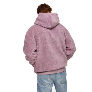 Venta al por mayor de peso pesado de lana Polar hombres pulóver con capucha personalizado bordado gota hombro transpirable media cremallera estilo de invierno - Product Image 4