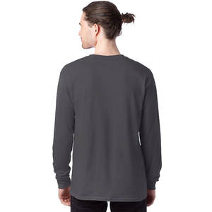 T-shirt à manches longues respirant gris fumée T-shirts vierges unis en coton épais - Product Image 2