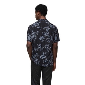 <b>Men's</b> Short Sleeve Solid Casual <b>Shirt</b> <b>Black</b> Flannel 100% <b>Silk</b> Eco-Friendly Quick Dry Breathable Summer Turn-down Collar - Product Image 2