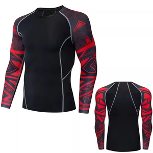 T-shirt Rash Guard pour homme à manches longues, couleur unie, 100 % polyester, avec logo personnalisé OEM - Product Image 6