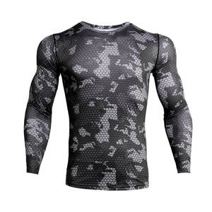Camiseta de compresión Rash Guard de manga larga de alta calidad para hombre, ajustada, tela de punto de secado rápido, estampado de sublimación personalizado sólido - Product Image 2