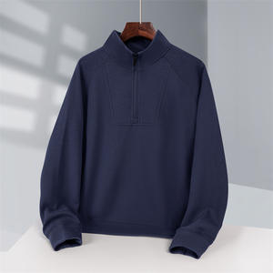 Wholesale Plain High Quality Men Polyester Vintage Cotton Oversized Custom Half Zip <b>Mock</b> <b>Turtleneck</b> Neck Sweatshirt - Product Image 3