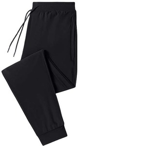 Venta al por mayor de ropa deportiva casual liso color negro pantalones de chándal de alta calidad con logotipo personalizado de algodón poliéster transpirable pantalones de hombre - Product Image 1
