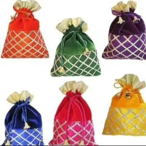 Sac à main traditionnel en soie Gota Potli avec cordon de serrage, élégant pour femme, pochette de mariage Shagun, Mehandi, Nouvel An chinois, Halloween, cadeau - Product Image 1