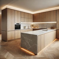 Îlot de cuisine modulaire moderne de haute qualité personnalisé armoires en bois massif carcasse en MDF fabriqué pour la salle à manger