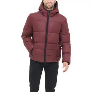 Veste matelassée en toile pour homme de bonne qualité, col montant, logo personnalisé imprimé, fermeture éclair, décontractée, couleur unie, hiver - Product Image 4