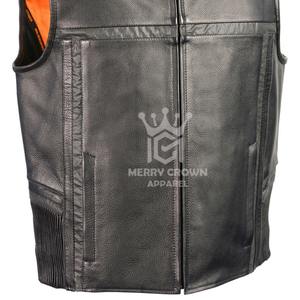 Premium Quality New Fashion OEM Service Customized Colors Waterproof Breathable Canvas Leather Biker <b>Vest</b> for Suits - Product Image 6