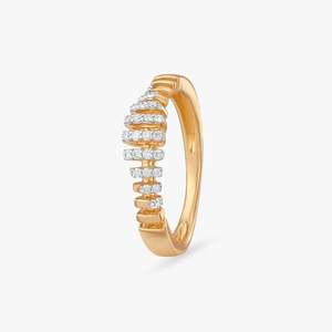 Bague en or jaune 14 carats de luxe avec un design torsadé et des diamants pour femmes, bijoux élégants et modernes pour un anniversaire, fournisseur en gros - Product Image 3