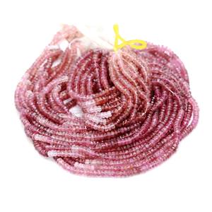 Perles de rondelle à facettes en tourmaline rose naturelle de qualité AAA 100%-4mm matériel de pierre Rajasthan certifié évaluation par une tierce partie - Product Image 4