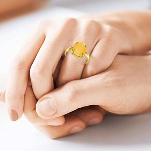 Anillo de Plata 925 con Zafiro Amarillo de 7.25 Ratti o 6.50 Ct para Astrología, Bodas, Compromisos, Aniversarios, Regalos para Fiestas - Product Image 1