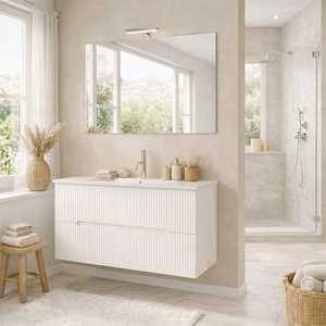 ตู้ห้องน้ำติดผนังดีไซน์อิตาลี Koricini ขนาด 100 ซม. สีขาว หน้าบาน Cannettato - Product Image 2