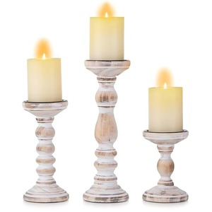 Portavelas de madera Waashed blanco Increíble nuevo diseño perfecto para decoración navideña y decoración de bodas - Product Image 5