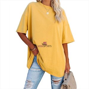 Camisetas de gran tamaño para mujer, camisetas de media manga con cuello redondo, Túnica de algodón - Product Image 3