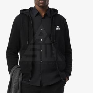 Nouveau style, sweat à capuche zippé pour homme, vente en gros personnalisée, haute qualité, écologique, respirant, uni, teint en fil, polyester/coton 300g - Product Image 5