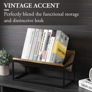 Support de livre de table en bois massif brûlé rustique avec cadre en métal noir industriel, livre de lecture de bibliothèque incliné de bureau - Product Image 4