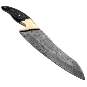 Couteau de chef artisanal en acier Damas de 13 pouces, fabriqué sur mesure par Ahmad Fabric, avec étui en cuir, manche élégant, personnalisable - Product Image 1